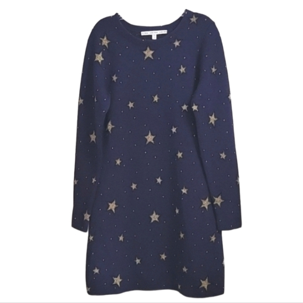 Other Stories navy blue gold stars sweater dress women's size small